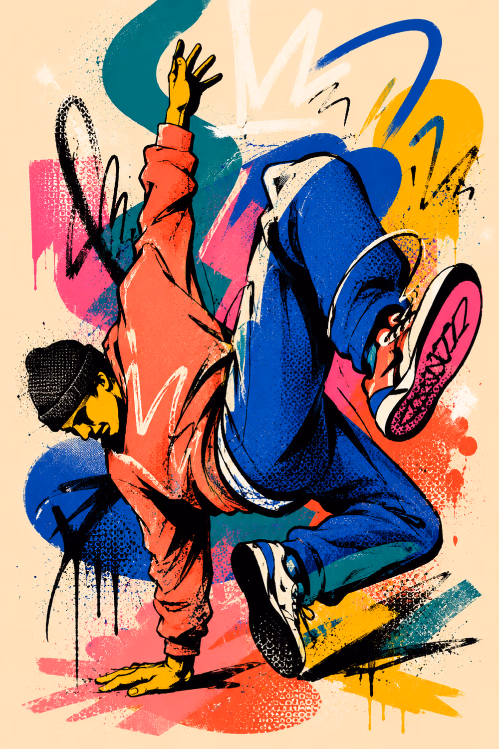 01_breakdancer_street_art Breakin - Metalický obraz – Obrázok 1