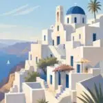 Santorini- Metalický obraz