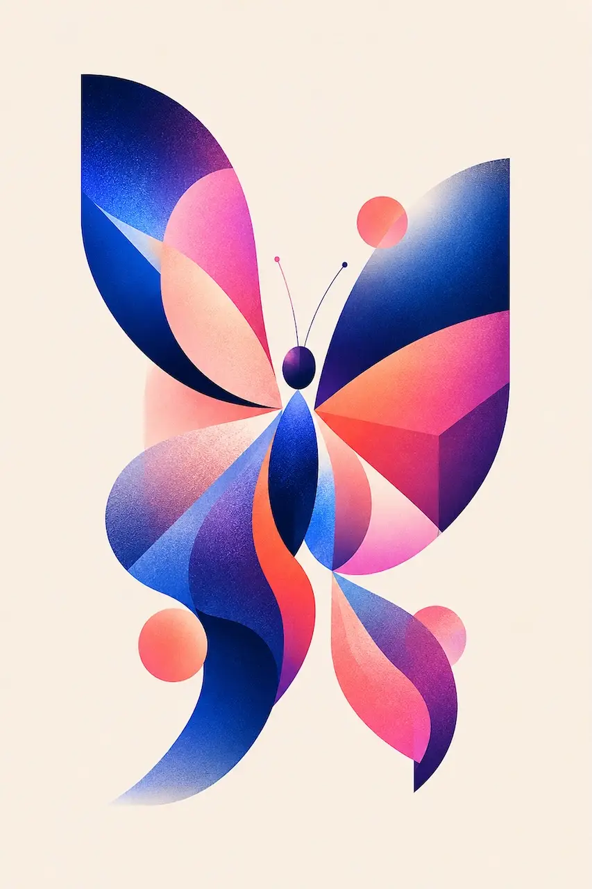 02_geometricky_motyl_4000x6000_300dpi_8MB Motýľ - Metalický obraz – Obrázok 1