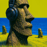 Moai vibes - Metalický obraz