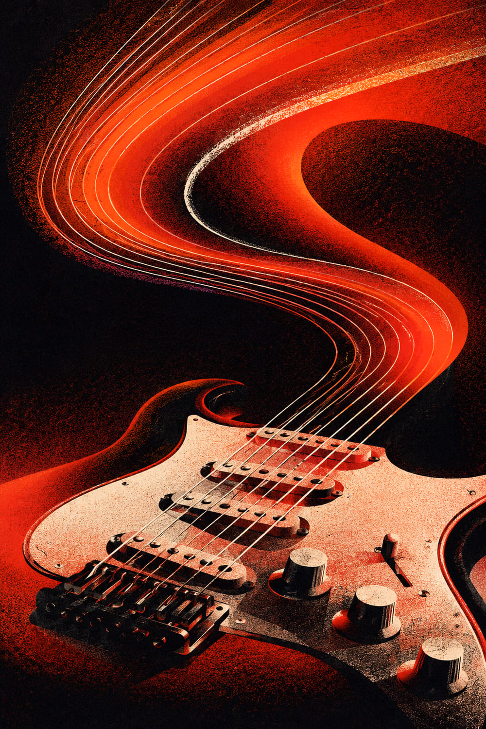 06_elektricka_gitara_6000x9000_600DPI Hudobná cesta - Metalický obraz – Obrázok 1