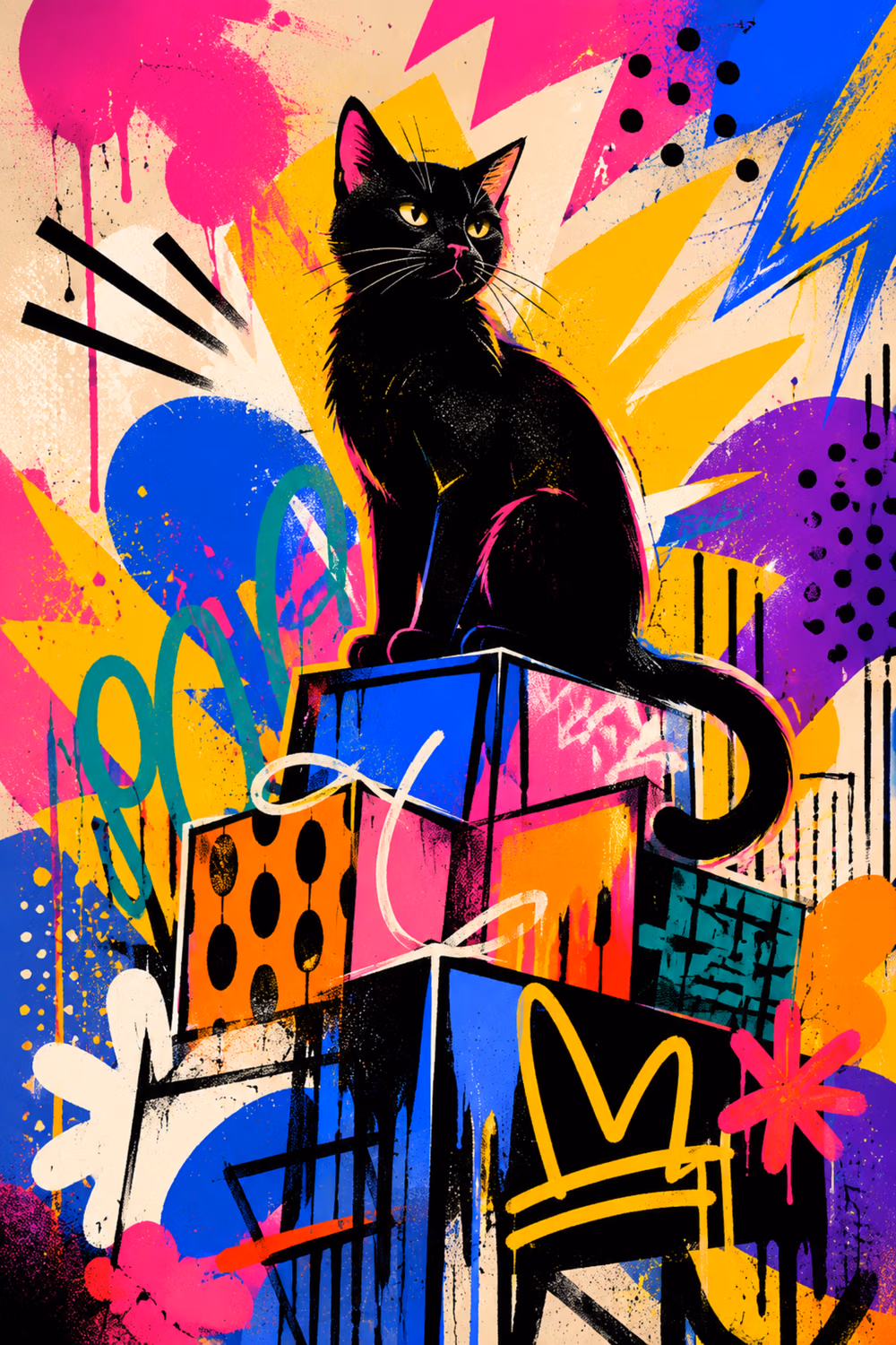 06_street_art_cat Pouličná mačka - Metalický obraz – Obrázok 1