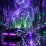 Holografická strážkyňa mesta - Metalický obraz
