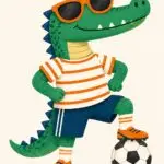 Krokodíl futbalista - Metalický obraz