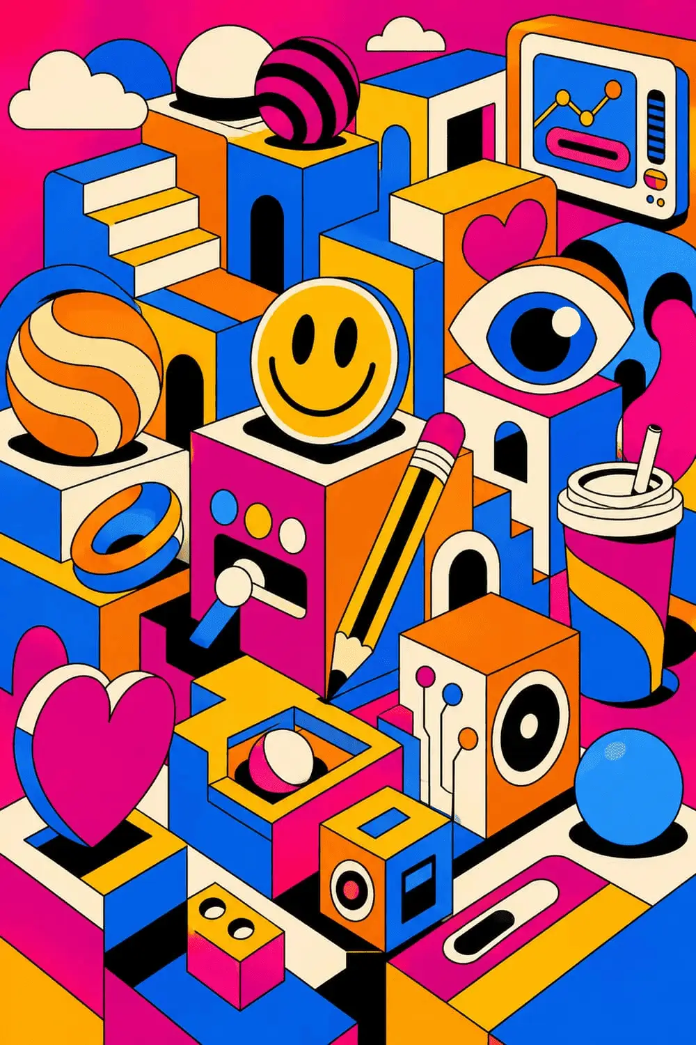 pop_art_hrackovske_mesto_6000x9000_600dpi Kaskáda - Metalický obraz – Obrázok 1