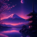 Fialové Japonsko - Metalický obraz