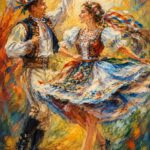 Folklórny tanec - Metalický obraz